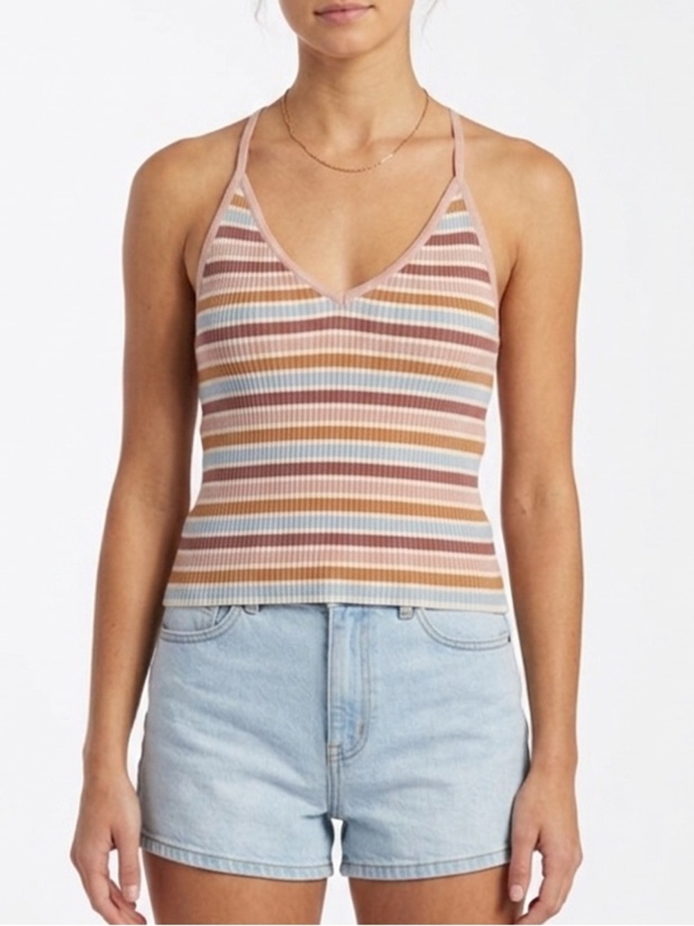 Kendall and Kylie Women’s Multicolor Striped Crossback Top